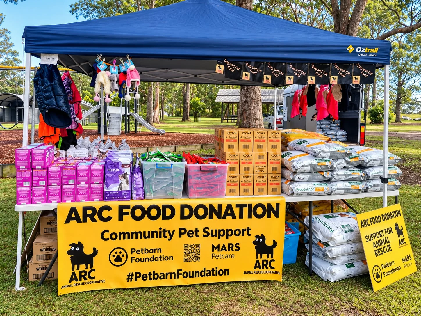 Kempsey community stall with donated supplies